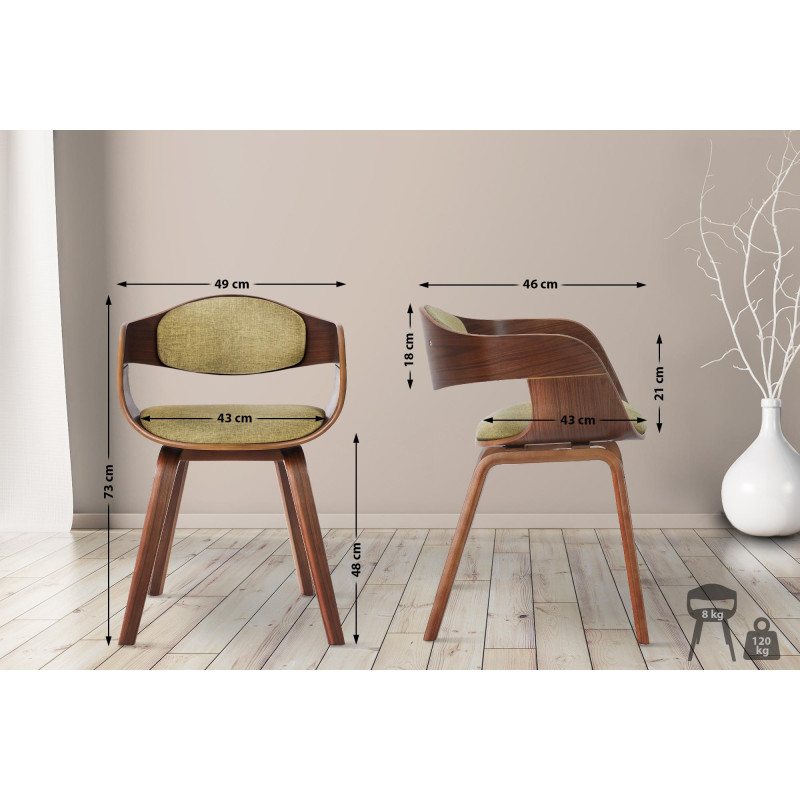 Chaise visiteur en tissu Kingston | noyer/vert clair