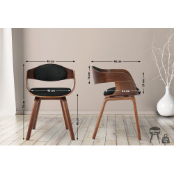 Chaise visiteur en tissu Kingston | noyer/noir