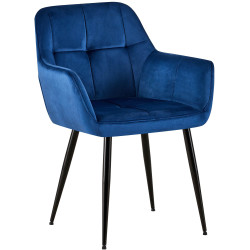 Chaise visiteur en velours Emia | bleu