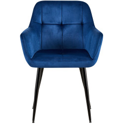 Chaise visiteur en velours Emia | bleu