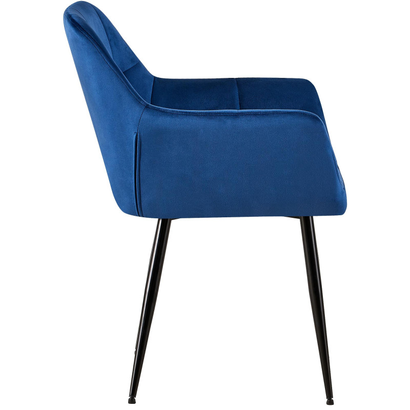 Chaise visiteur en velours Emia | bleu