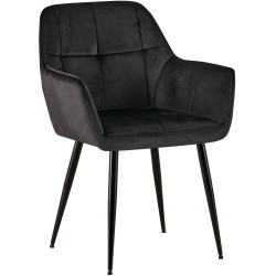 Chaise visiteur en velours Emia | noir