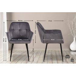 Chaise visiteur en velours Emia | gris