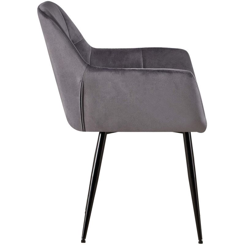 Chaise visiteur en velours Emia | gris