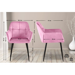Chaise visiteur en velours Emia | rose