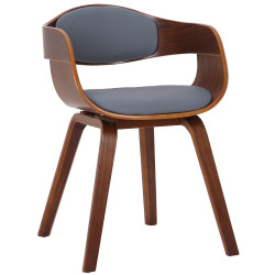Chaise visiteur Kingston en cuir artificiel | noyer/gris