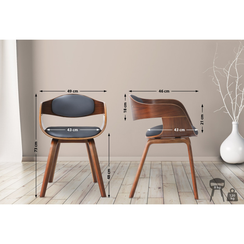 Chaise visiteur Kingston en cuir artificiel | noyer/gris