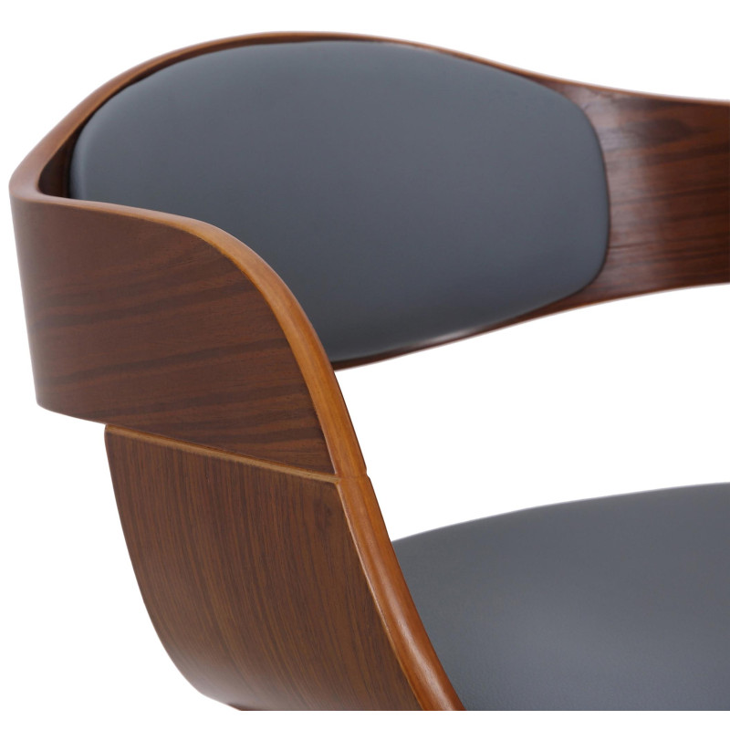Chaise visiteur Kingston en cuir artificiel | noyer/gris
