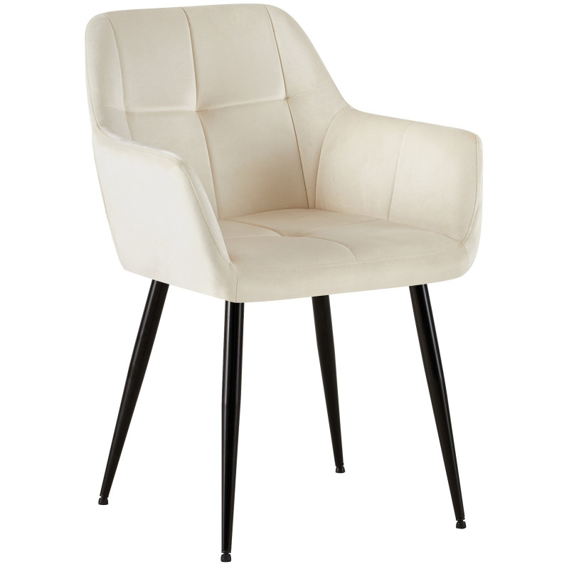 Chaise visiteur en velours Emia | crème