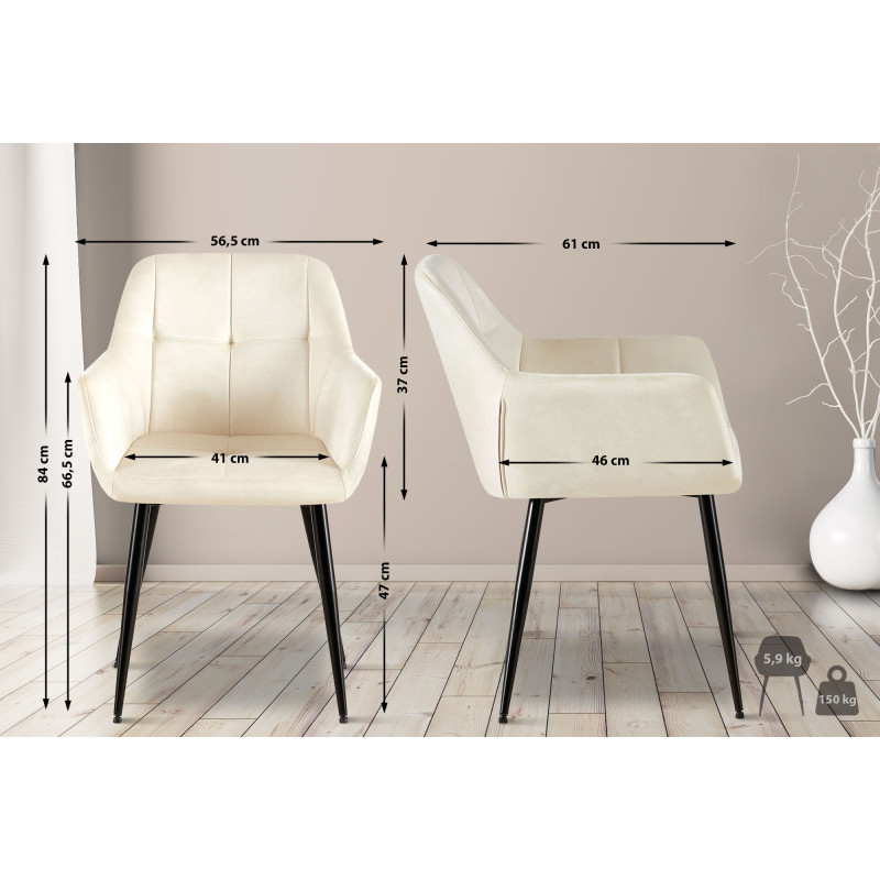 Chaise visiteur en velours Emia | crème