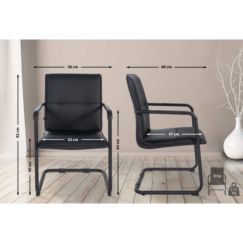Chaise visiteur de Seattle | noir/noir