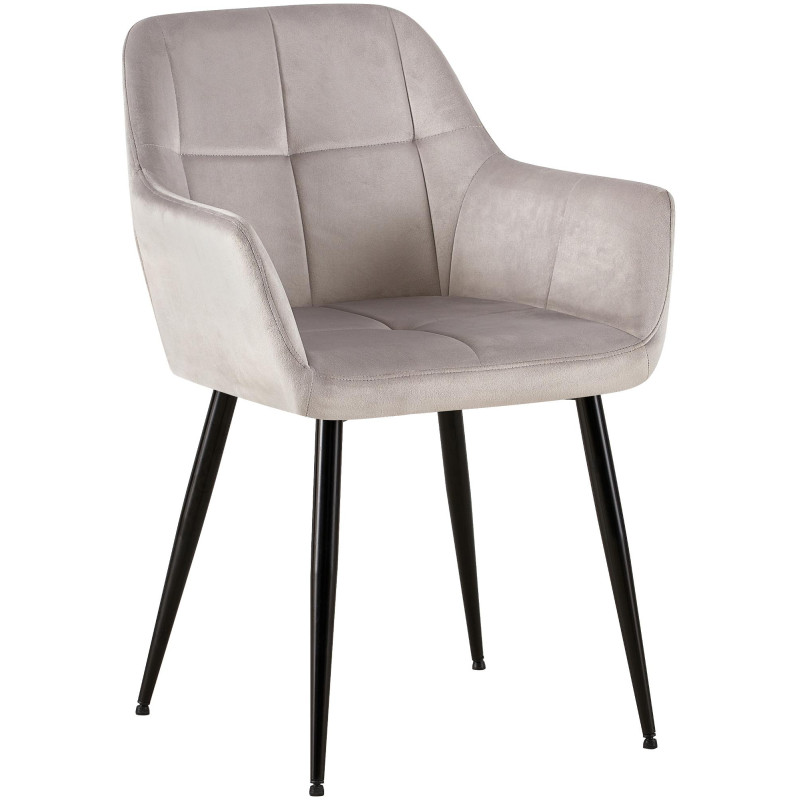Chaise visiteur en velours Emia | gris clair