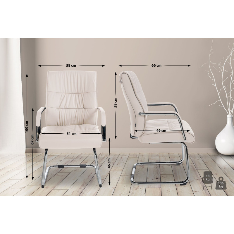 Lot de 2 chaises visiteurs Sievert | crème
