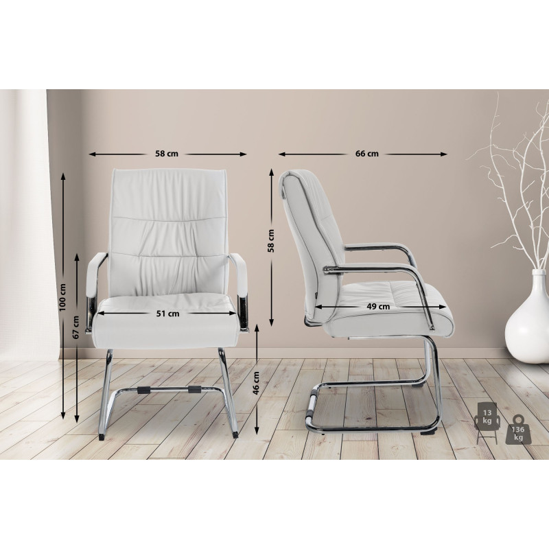 Lot de 2 chaises visiteurs Sievert | blanc