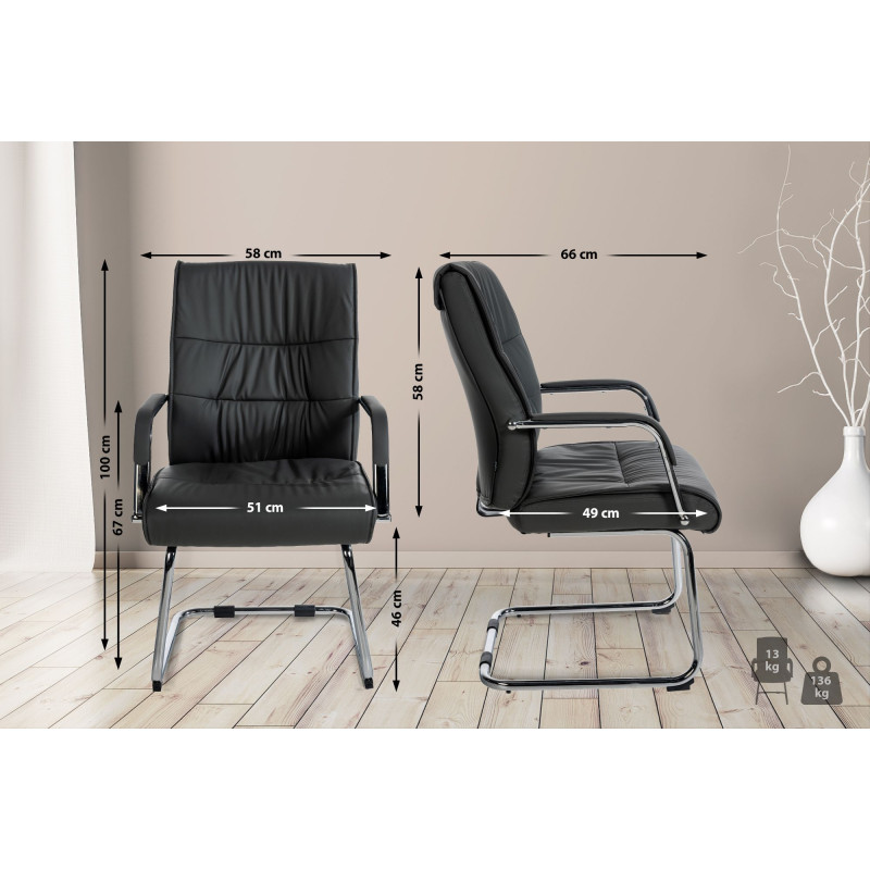 Lot de 2 chaises visiteurs Sievert | noir