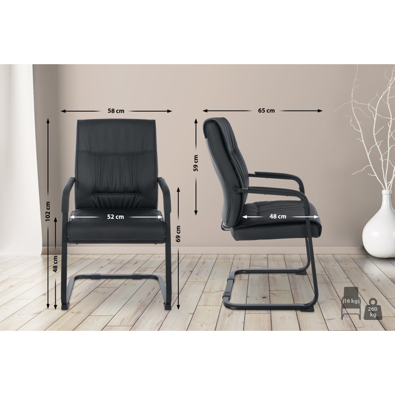 Chaise visiteur XL Anubis | noir/noir