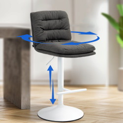 Tabouret de bar en tissu Damar blanc gris foncé