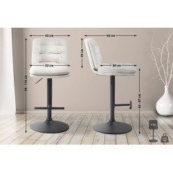 Tabouret de bar en velours Damar, noir crème