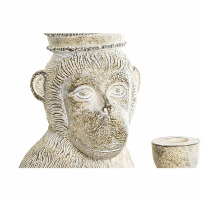 Figurine Décorative DKD Home Decor 16 x 15 x 30 cm Blanc Résine Singe Tropical Décapé