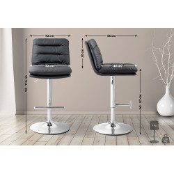 Taburete de bar Damar en polipiel Negro,Cromado