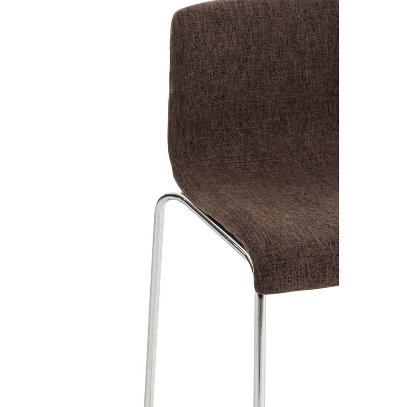 Tabouret de bar Hoover, tissu, piètement à 4 pieds, chromé brun