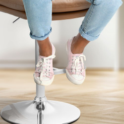 Tabouret de bar Damar, similicuir, chrome, marron clair