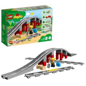 LEGO 10872 DUPLO Town Les Rails Et Le Pont Du Train, jouet pour enfants 2-5 ans, Jeu De Construction Avec Klaxon en Brique Sonor