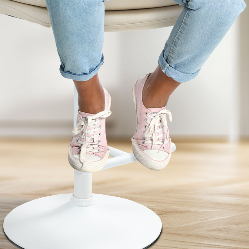 Tabouret de bar Damar, similicuir blanc et crème