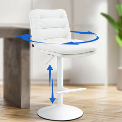 Tabouret de bar Damar en cuir artificiel blanc blanc