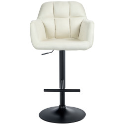 Tabouret de bar Natoma, tissu noir crème