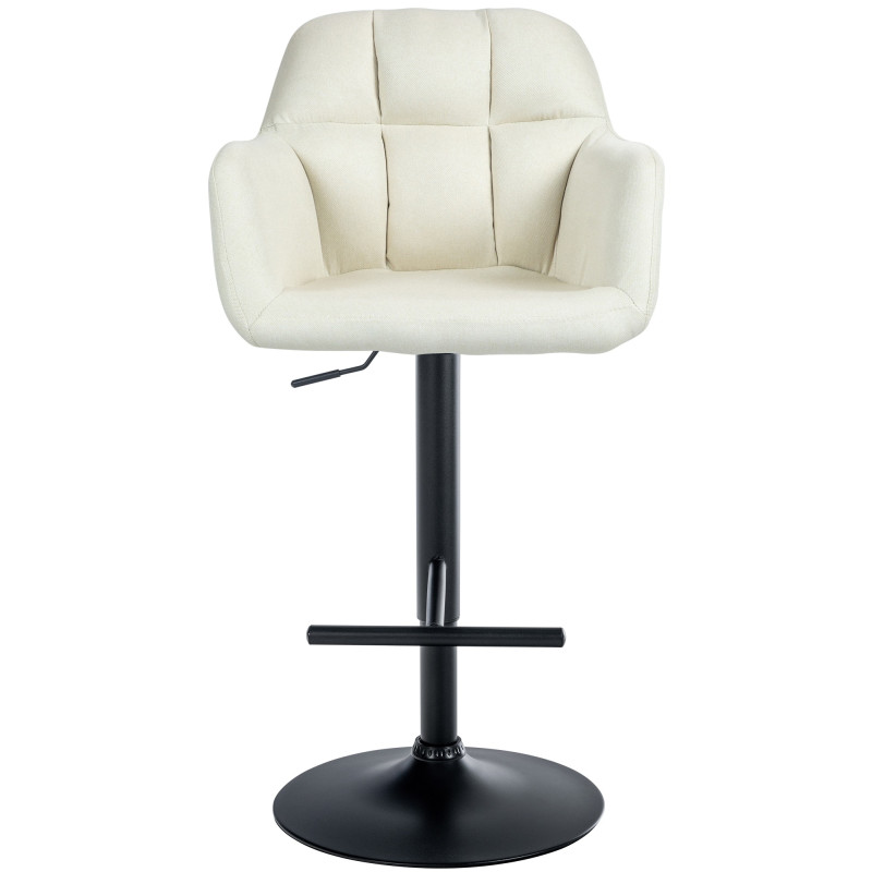 Tabouret de bar Natoma tissu noir crème