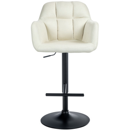 Taburete de bar Natoma en tela Crema,Metal negro mate