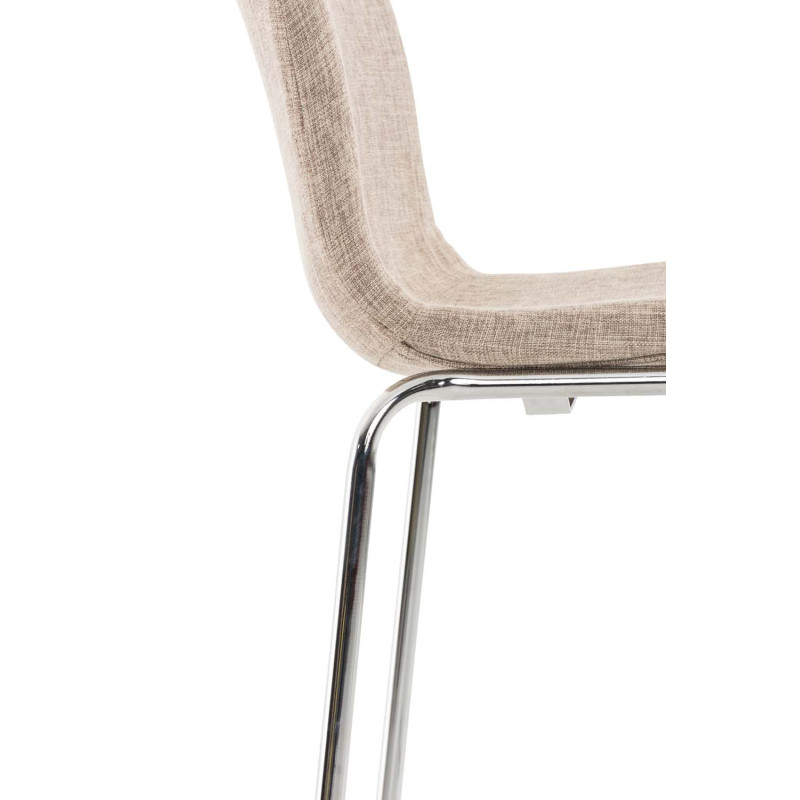 Tabouret de bar Hoover tissu 4 pieds structure chrome crème