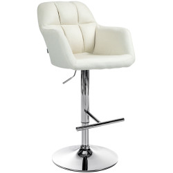 Tabouret de bar Natoma tissu chrome crème
