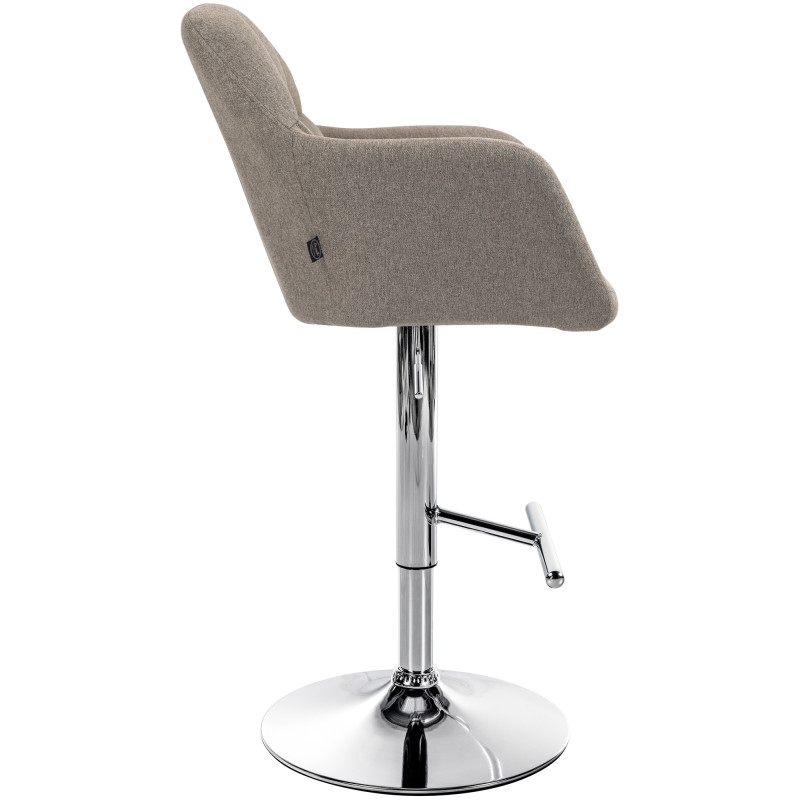 Tabouret de bar Natoma, tissu, chrome taupe