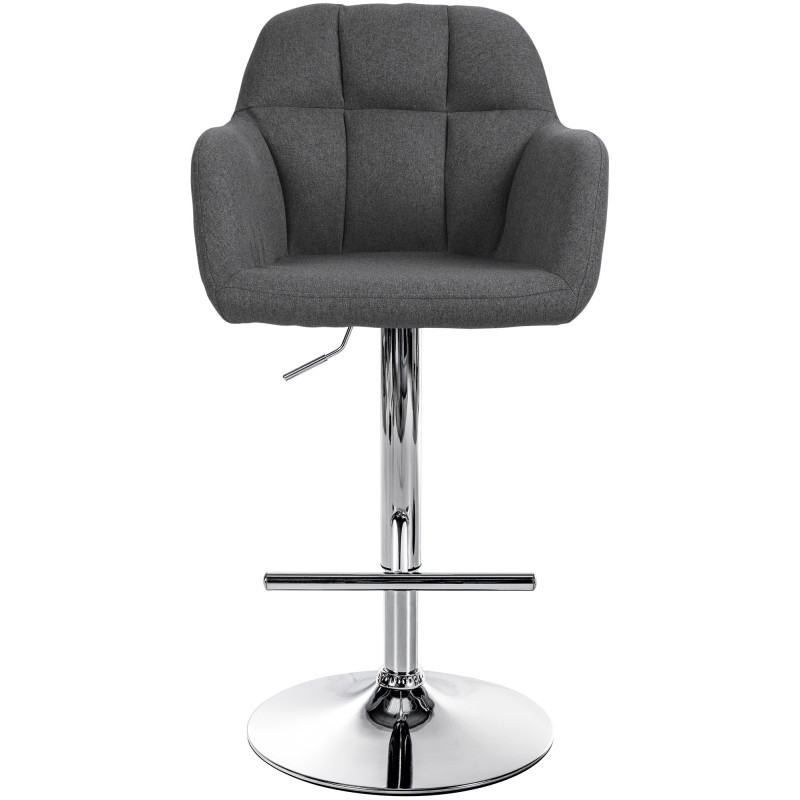 Tabouret de bar Natoma, tissu, chrome gris foncé