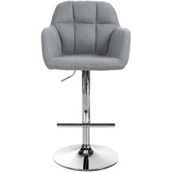 Taburete de bar Natoma en tela Gris,Metal cromado