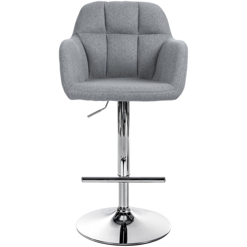 Tabouret de bar Natoma, tissu, chrome gris