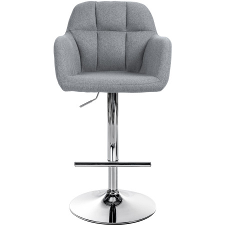 Tabouret de bar Natoma tissu gris chrome