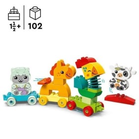 LEGO 10412 DUPLO My First Le Train des Animaux, Jouet a Roues pour Enfants, Animaux Créatifs a Construire