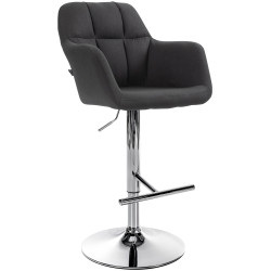 Tabouret de bar Natoma tissu chrome noir