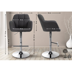 Tabouret de bar Natoma, tissu, chrome noir