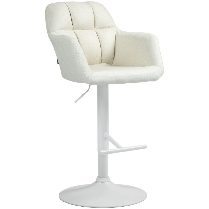 Tabouret de bar Natoma, tissu blanc crème