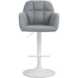 Tabouret de bar Natoma tissu blanc gris