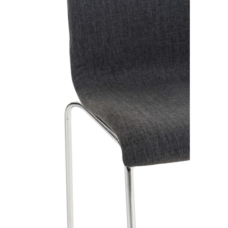 Tabouret de bar Hoover, tissu, piètement à 4 pieds, chromé gris foncé