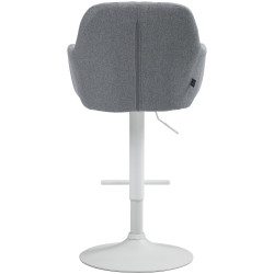 Taburete de bar Natoma en tela Gris,Metal blanco mate