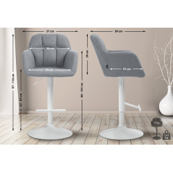 Tabouret de bar Natoma tissu blanc gris