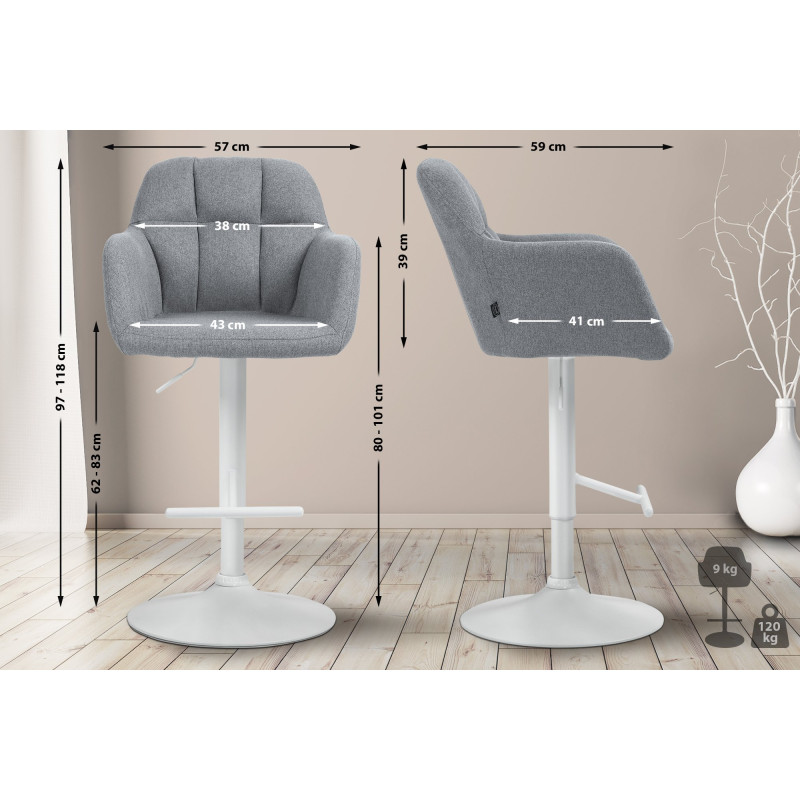 Barhocker Natoma Stoff weiЯ