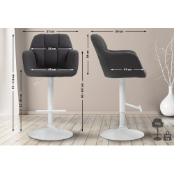 Taburete de bar Natoma en tela Negro,Metal blanco mate