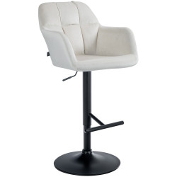 Taburete de bar Natoma en terciopelo Crema,Metal negro mate